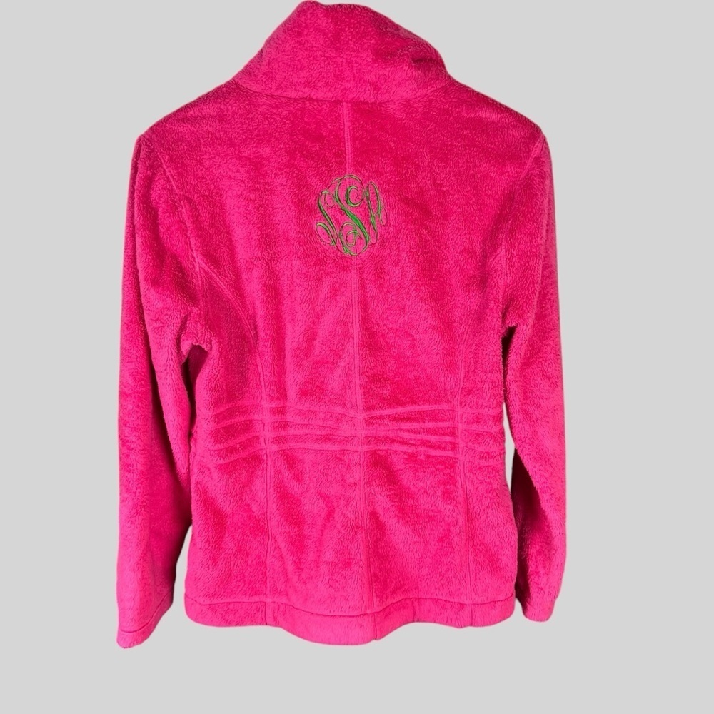 Lily Pulitzer Maddie Fleece Logo Full Zip Jacket in Hot Pink. - Picture 2 of 6